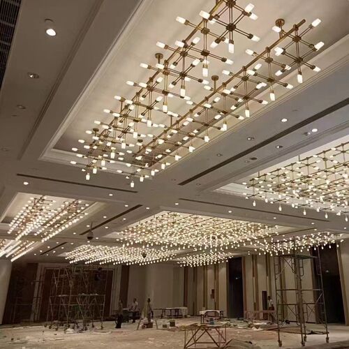 定制酒店大堂宴会k厅十字灯大型五金满天星吊灯售楼处沙盘架子灯