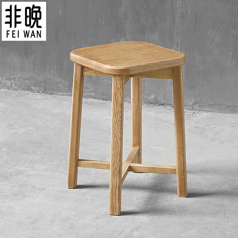 白橡木梳妆凳全实木化妆凳餐凳方B凳换鞋凳子餐凳置物架花架小板