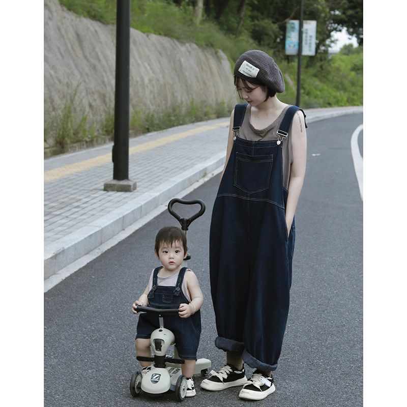 特别的亲子装母女母子装2024新款亲子牛仔背带裤时髦洋Y气高级感