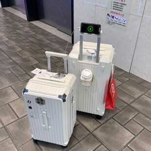 加厚大容量弹簧减震行李箱 40寸万向轮密码旅行箱 女款.皮质拉杆