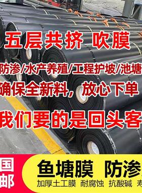 鱼塘防渗膜鱼h池护坡防水布养殖专用土工膜黑色塑料布复合加厚地