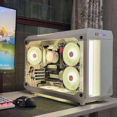 玩嘉硕果海景房机i箱MATX电竞240水冷电脑主机箱玻璃侧透台式机白