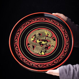 漆器茶具福州大漆壶承中式小A茶盘果盘单层茶台养壶盘拖干泡台