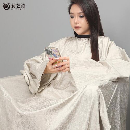 加大带袖子理发围布不q沾发专用剪发围布专业高档美发店剃头围裙