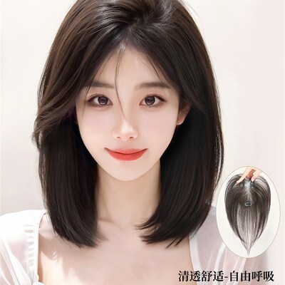 假发女片头顶补发蓬松高颅顶全真人发遮白发增P发量轻薄无边假刘