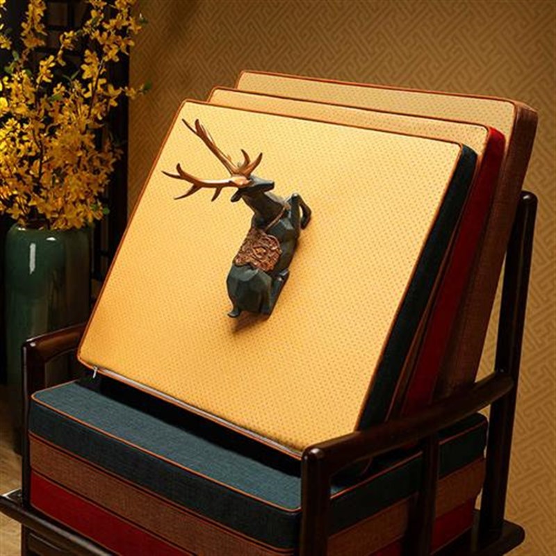 新中式椅垫办公室椅子垫红木沙发垫坐垫实木圈椅茶椅垫防滑凳子垫