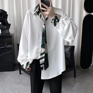 2020春季新款高级感痞帅很仙的长袖衬衫男韩M版潮流ins港风衬衫男