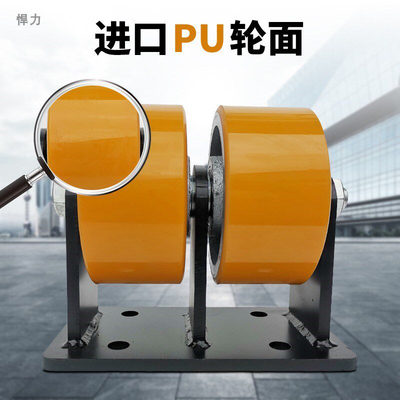 超重型双排脚轮双轮万向轮刹车轮铸铁铁芯PU聚氨酯轮子静音角轮