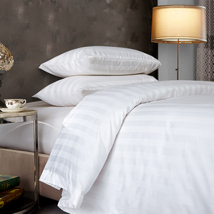 宾馆酒店床上用品四件套 北岸纺织 全棉加厚白色床单被套民宿