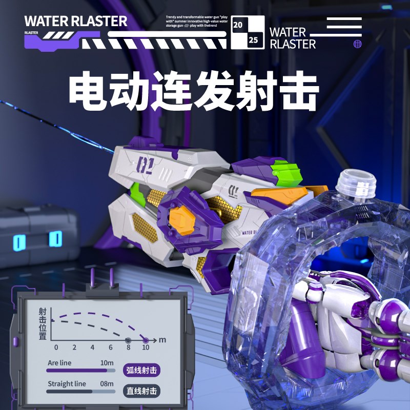 儿童水枪玩具变形电动喷水2025新款男女孩大容量网红充电戏水玩具