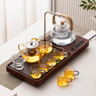 家用玻璃茶壶烧水小茶台 电陶炉煮茶器抽水茶盘一体全自动茶具套装