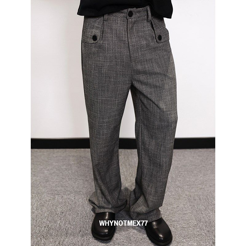 【序77】老钱风竹节灰呢料西裤男女夏季潮加厚直筒裤高级感微喇裤