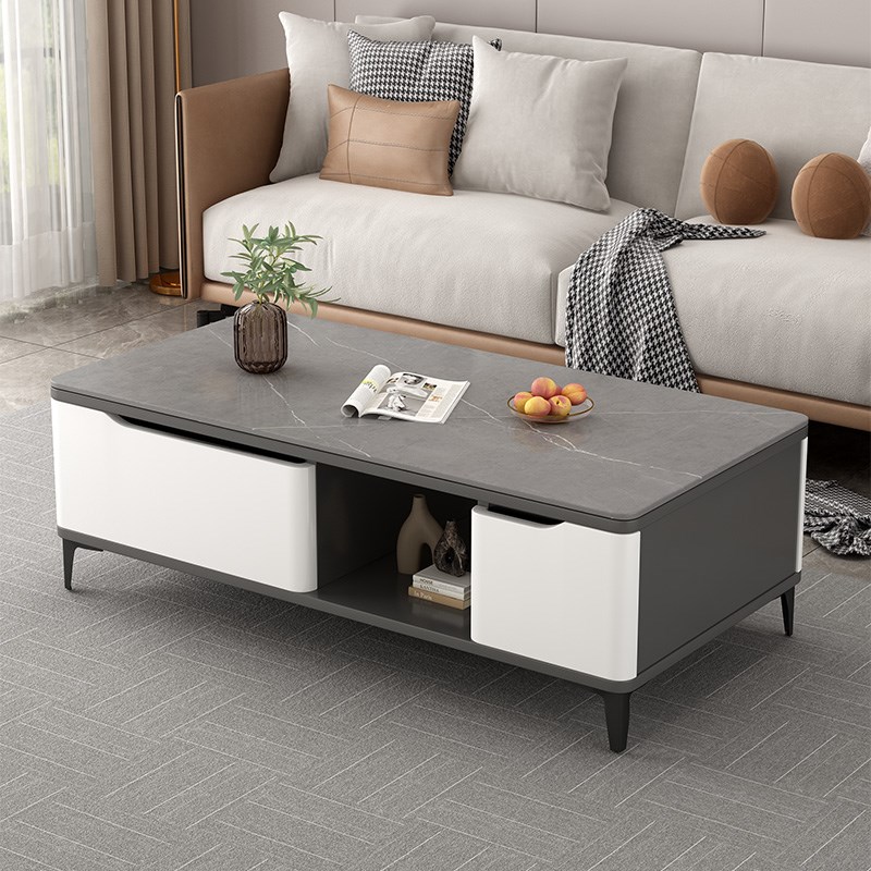 岩板茶几客厅家用小户型现代简约轻奢高级感可伸缩电视柜组合茶桌