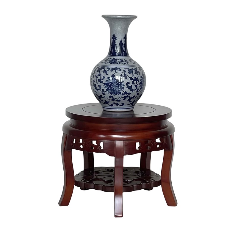 鱼缸架摆件奇石架客厅仿古花几装饰花瓶盆景置物架实木花架子