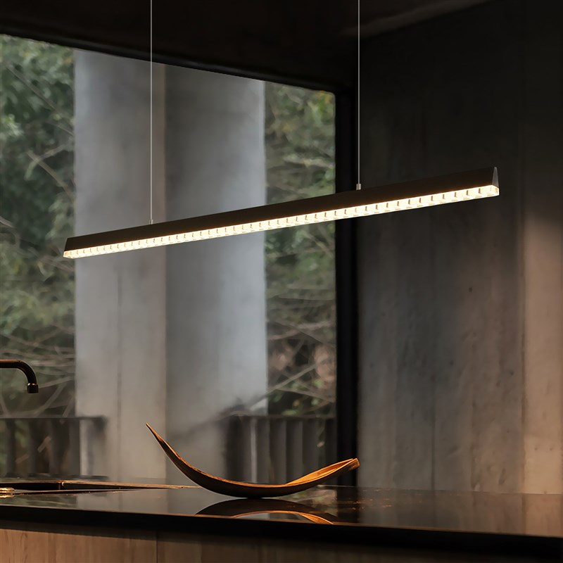 三尼 简约现代一字型饭厅吊灯意式极简高端岛台茶室可升降吊灯