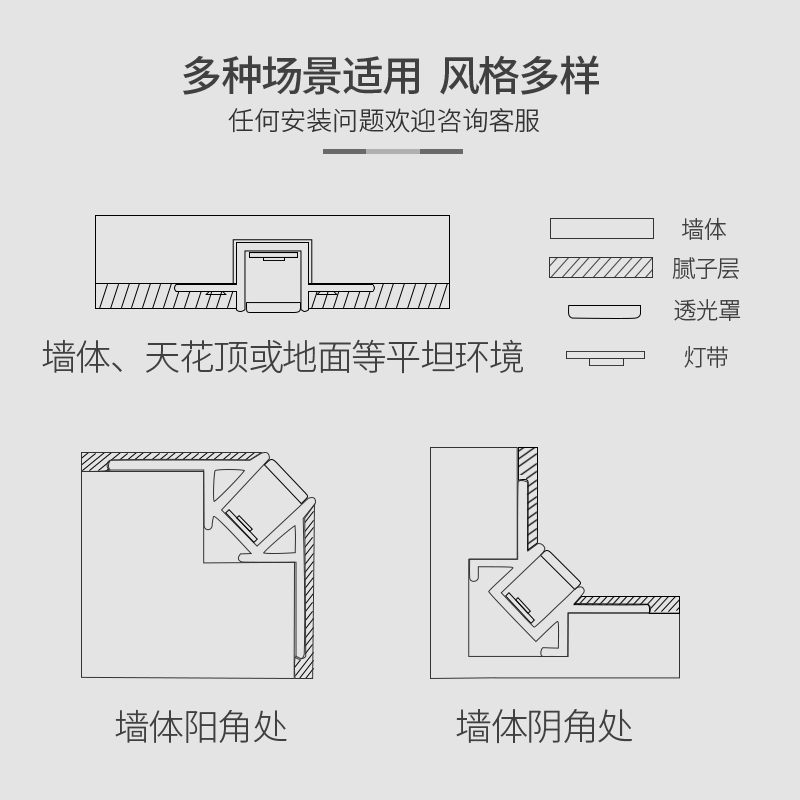 无边框led线条灯铝槽灯带嵌入式隐藏线性线形灯客厅背景无主创意