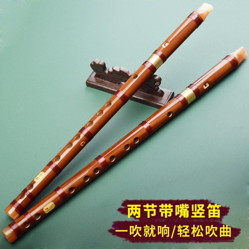 竖笛竖吹带吹嘴顺笛直笛葫芦笛二节笛子竹笛初学成人儿童演奏乐器