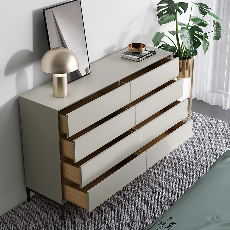 意式极简八斗柜烤漆简约现代客厅实木储物餐边柜卧室床尾收纳柜子