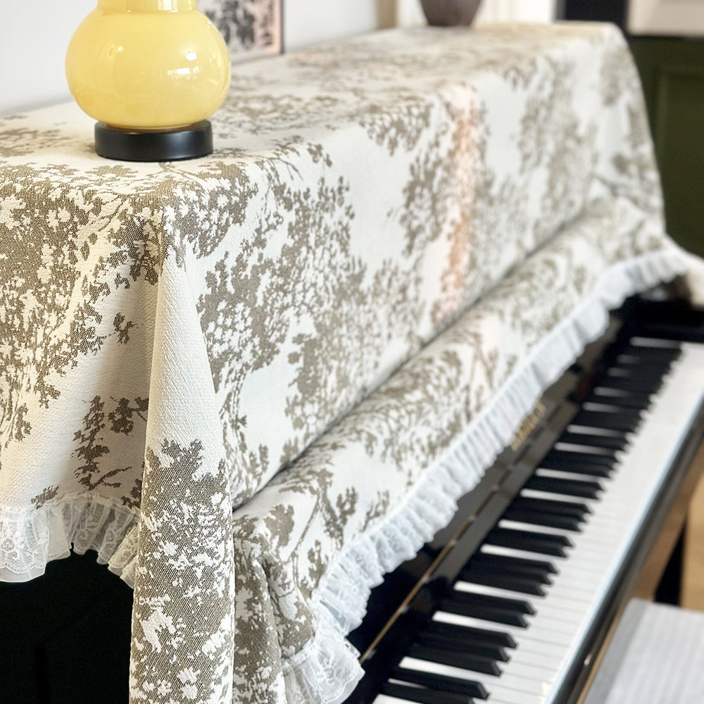 季卡芙法式钢琴罩中古风盖布提花防尘罩欧式盖巾钢琴装饰保护罩