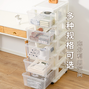 塑料收纳箱夹缝收纳柜家用透明带轮置物柜衣U服玩具书本整 抽屉式