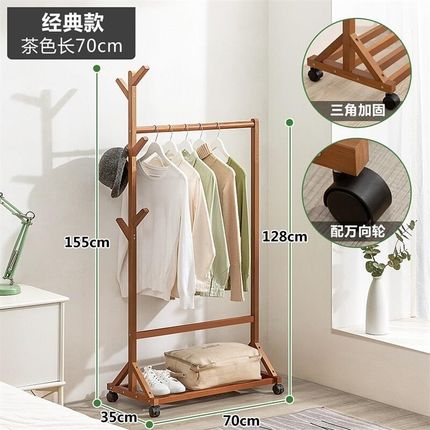 移动衣帽架落地挂衣架子晾衣折叠室内简易卧N室家用非实木衣服置
