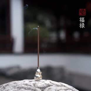 禅意925纯银小葫芦p沉檀线香插香座香立夹盘香做吊坠随身便携香具