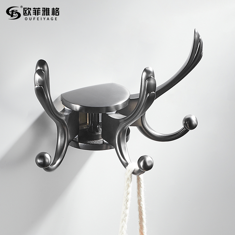 枪灰色挂衣d钩壁挂墙壁进门玄关衣帽钩北欧旋转浴室衣柜创意挂钩