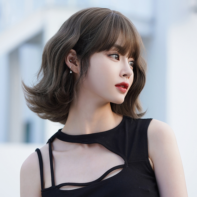 假发女短发卷发刘海发型自然修颜甜美减龄时尚R全头套式假发套自