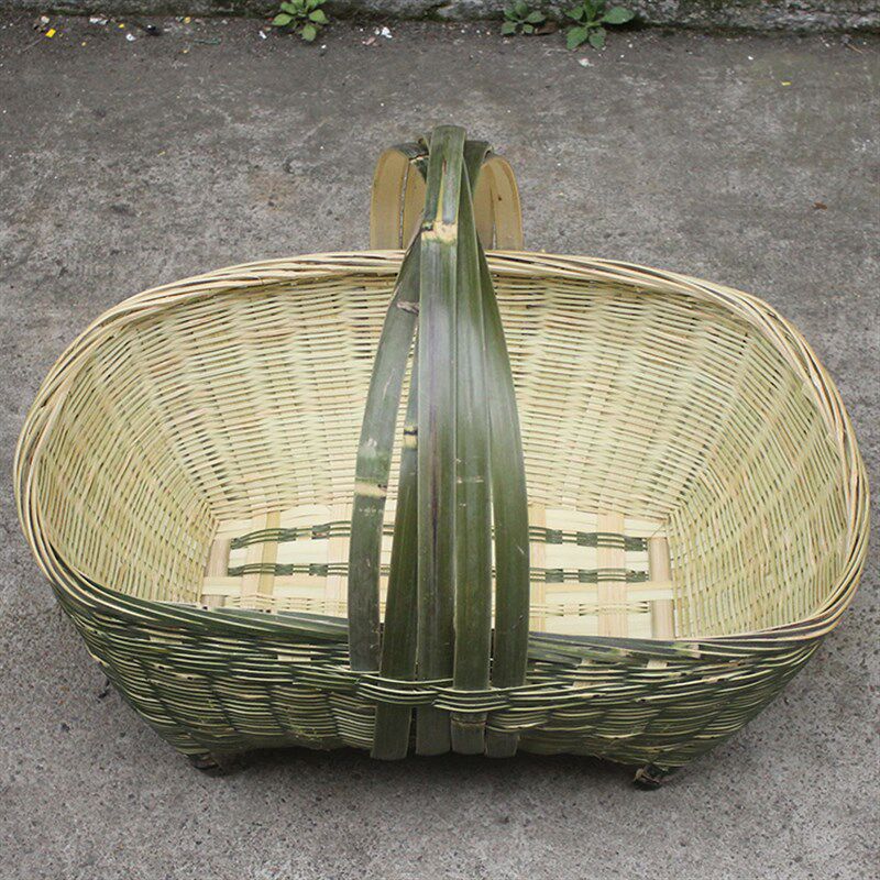 定老人手工精编织手提中号菜篮竹篮子装鸡蛋水果收纳竹筐竹编制品,收纳整理,购物篮,淘宝优惠券,粉丝福利购,淘宝优惠卷