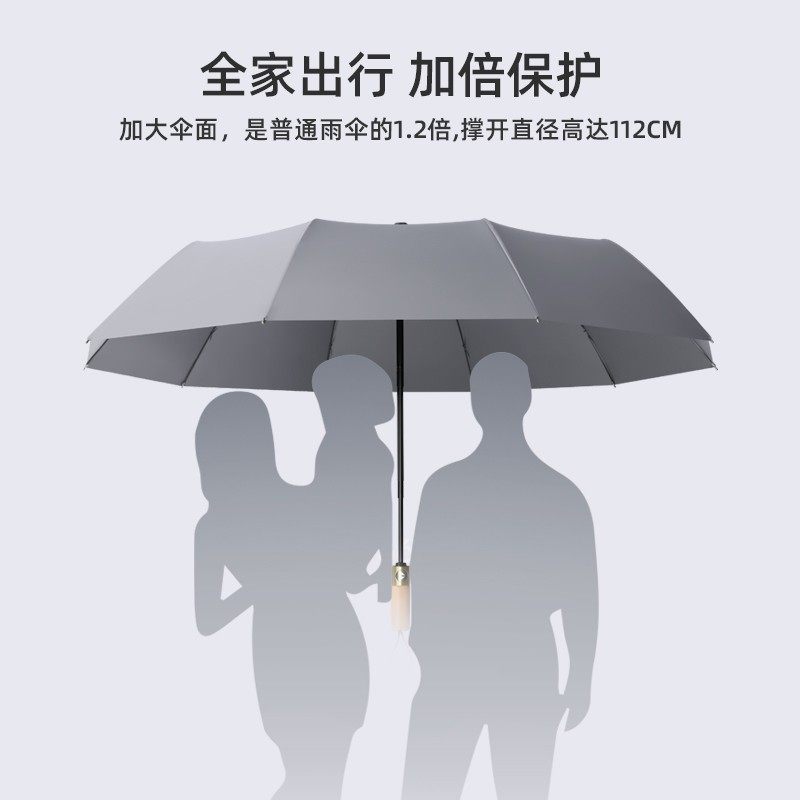 全自动雨伞男士商务10骨自动开收折叠玻璃纤维210T碰击布定制