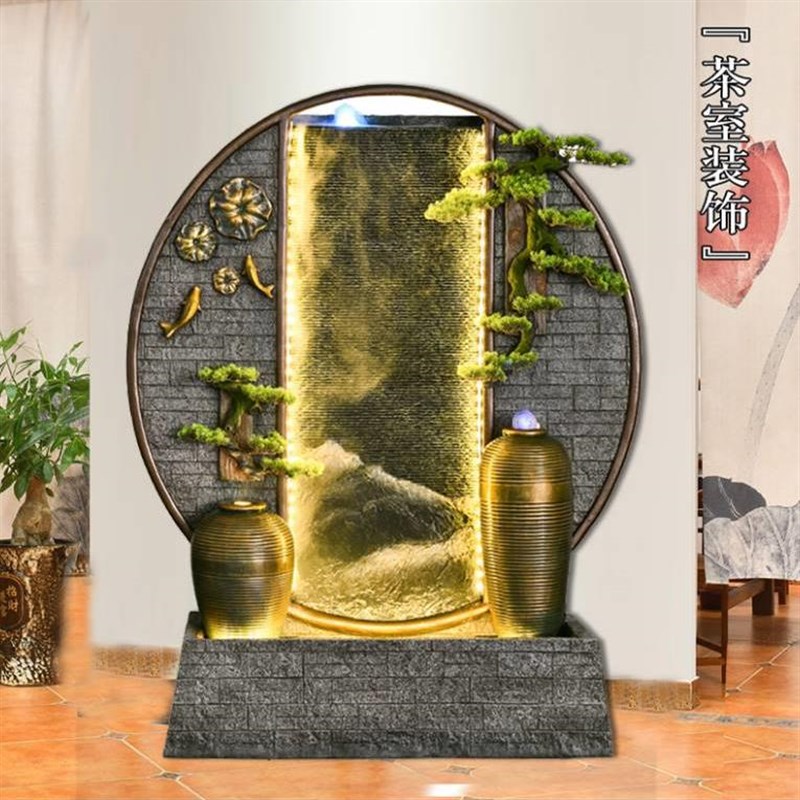 水幕墙装饰品喷泉流水墙屏风开业新居招财流水生财摆件礼品庭院花