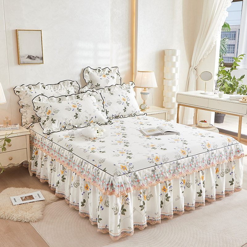 韩式床裙纯棉床罩单件床套蕾丝裙边床单100全棉三件套遮丑下摆夏,床上用品,床裙,淘宝优惠券,粉丝福利购,淘宝优惠卷