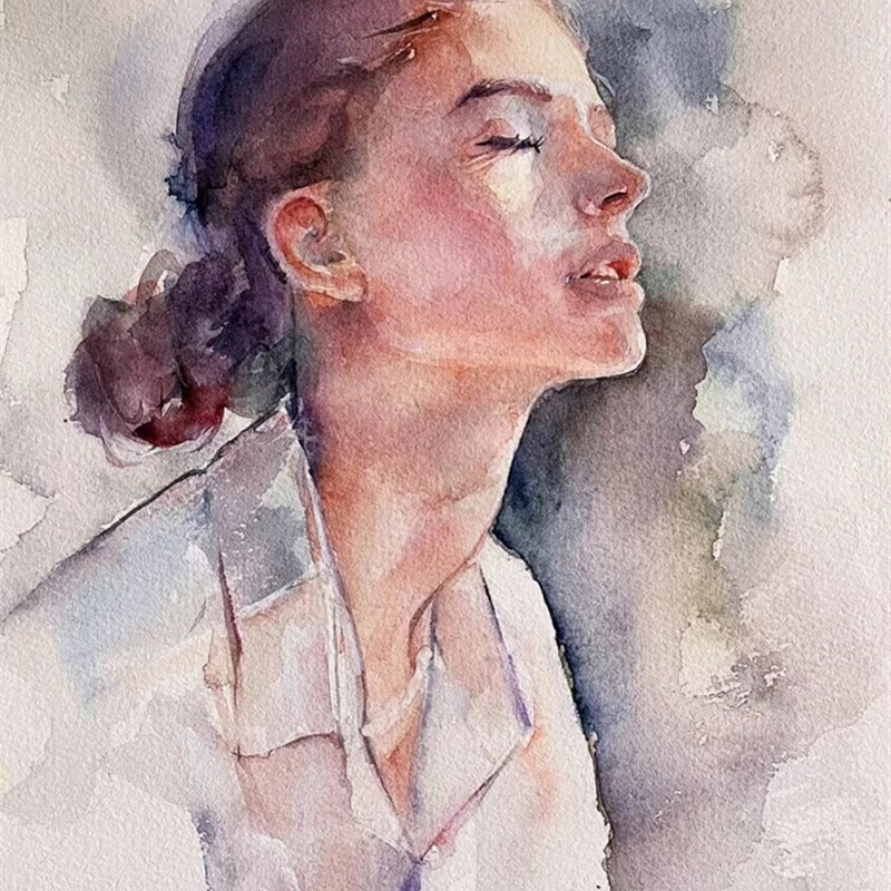 水彩画像定制真人照片人物手绘画定制肖像画彩铅情侣女友画像人像