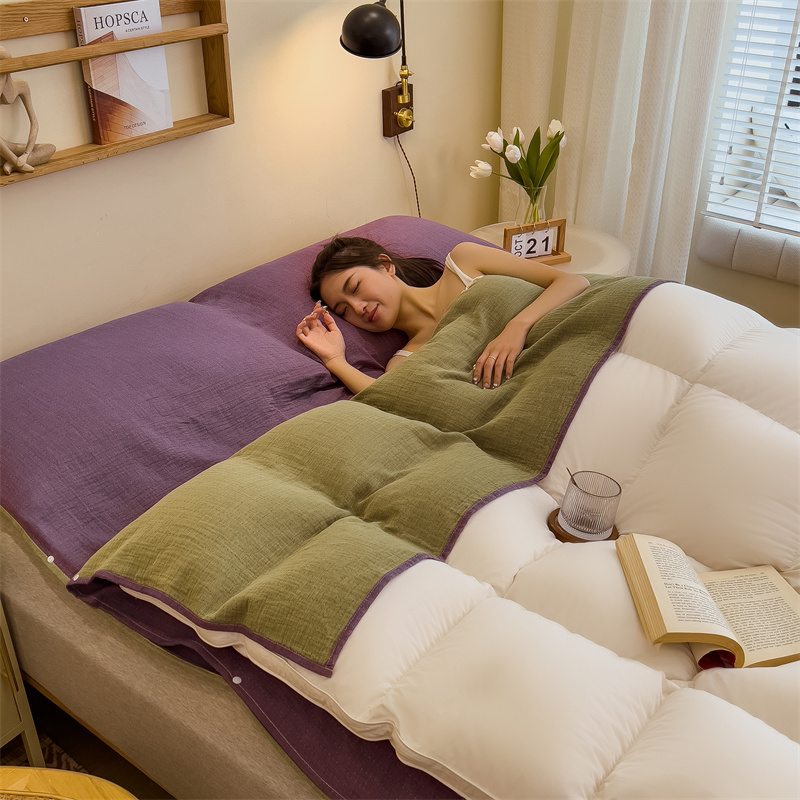 A类全棉双层纱旅行酒店隔脏睡袋儿童午休被套单人大童防踢被