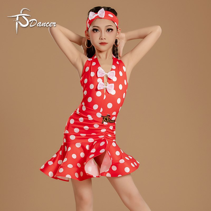 星舞林拉丁舞服女儿童2025年夏季新款波点高级练功服演出套装