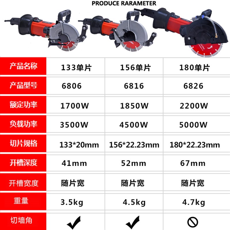 大功率单片156开槽机水电安装暗线墙壁无尘石材切割神器改装角磨0