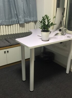 简约卧室床头墙角桌转角桌笔记本电脑桌书桌直角桌拐角弧形钢木桌