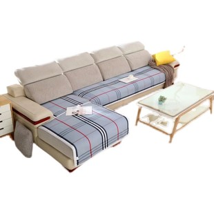 老粗布沙发垫简约加厚纯棉布艺沙发巾厚实耐用全棉沙发巾一套3件