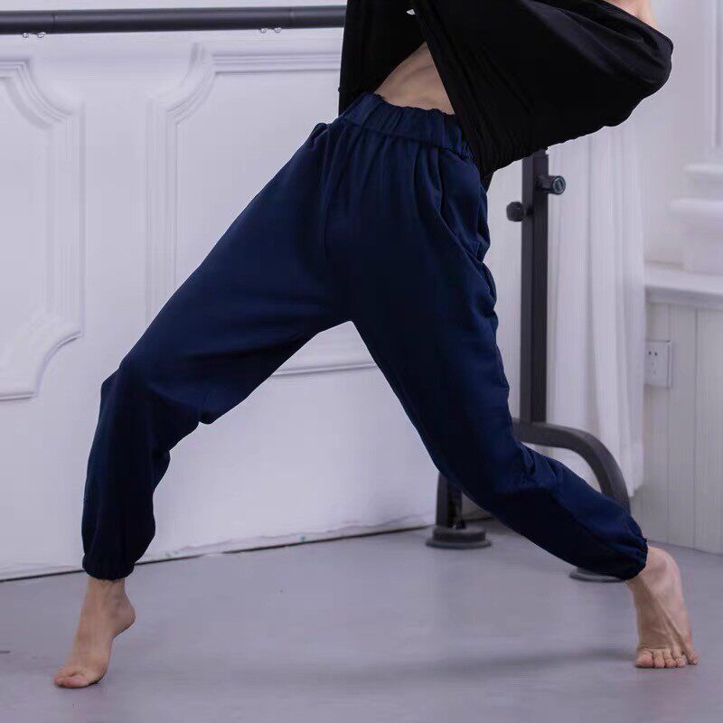 现代舞练功服男生成人舞蹈形x体宽松灯笼裤收口罗卜裤棉老师束腿