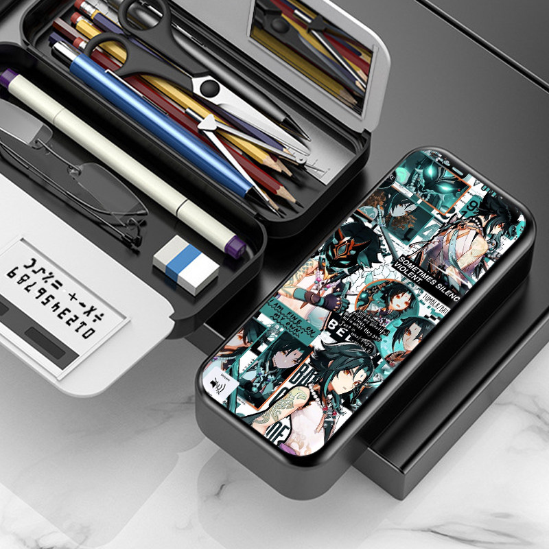 原神魈文具盒男生帅气多功能铅笔男孩女儿童卡通笔袋中小学生简约