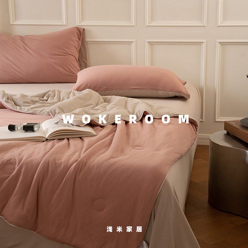 绯粉 软软糯糯的全棉天竺棉夏凉被 可水洗机洗宿舍单人夏被空调被