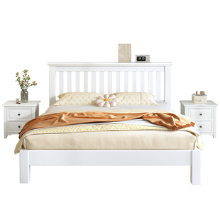 美式全实木床现代简约双人床1.5主卧高箱储物床家用箱体1.8米大床