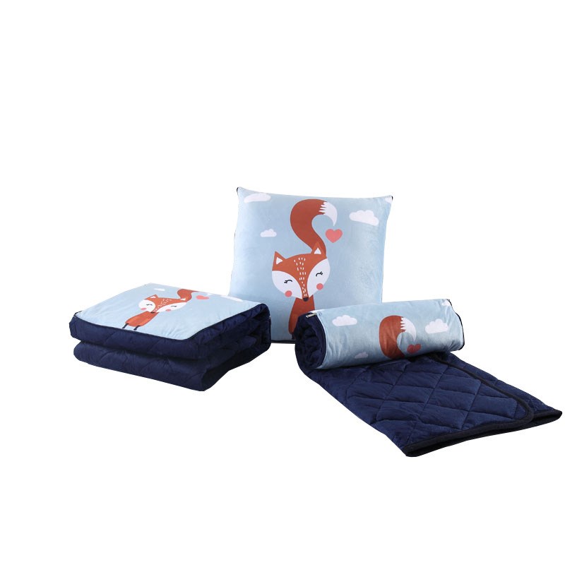 现货水晶绒靠垫被印花保暖午休汽车被多功能两用抱枕被加印logo