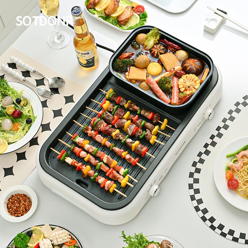 烤涮一体锅家用火锅烧烤两用多功能料理机室内电烧烤炉可拆洗烤盘