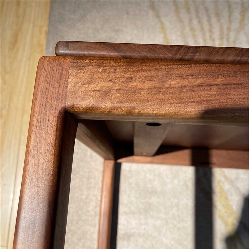 全实木黑a胡桃木沙发边几现代简约角几原木榫卯方桌小茶桌