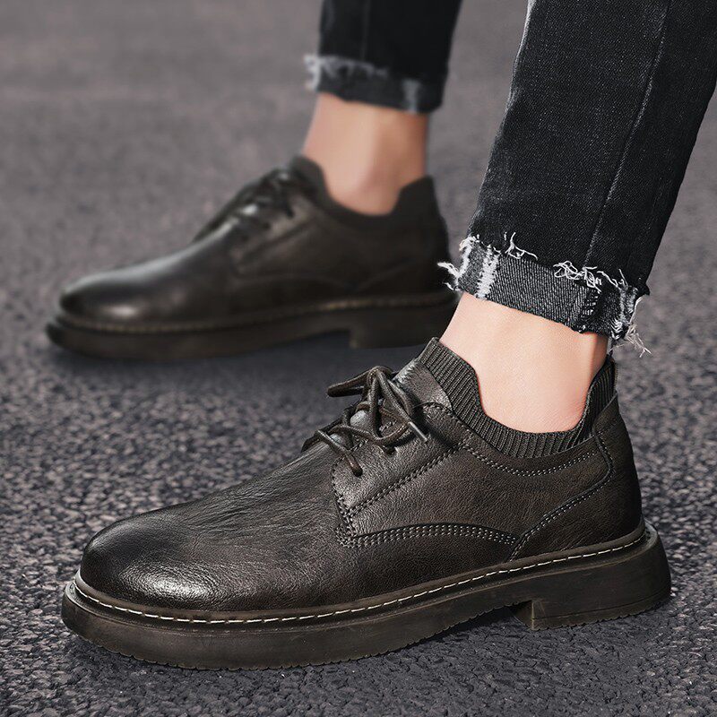 马丁靴男潮低帮鞋子靴子英伦风男鞋秋冬季男款马丁鞋男士休闲皮鞋