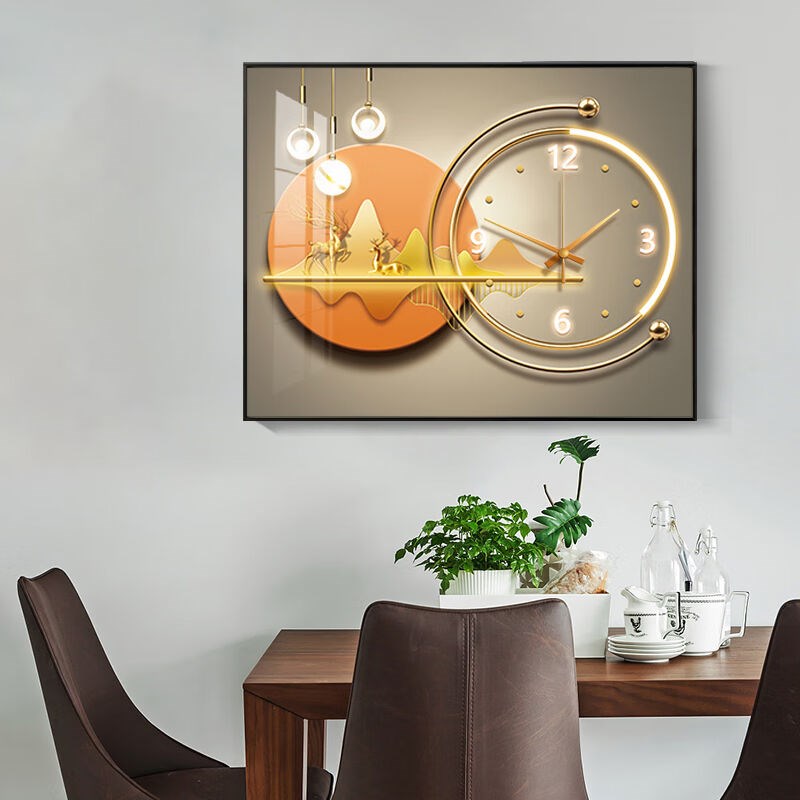 赞璐桐电表箱装饰画竖款带钟表配电箱遮挡挂画餐厅时钟J60横40高