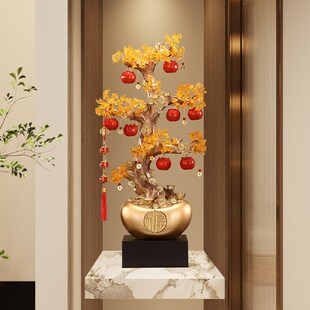 新中式发财树客厅落地大摆件招财大号壁龛装饰高级感乔迁新居礼物
