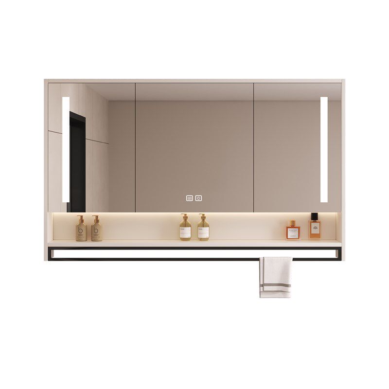 智能实木浴室镜柜卫生间壁挂墙式带灯梳妆镜子带置物架一体储物柜