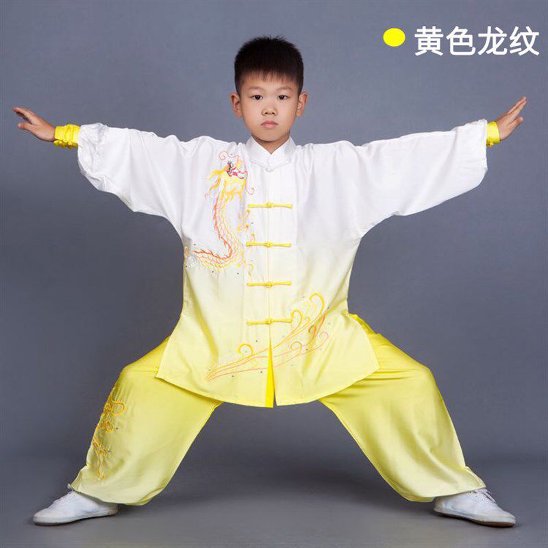新款儿童太极服女春秋季练功服男学生少儿太极武术比赛团体表演服